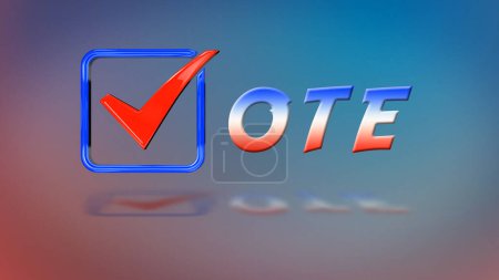 Photo for Vote Checkbox Red and Blue Gradient features the word vote with a checkmark in a box representing the V in the word vote with a gradient red and blue background. - Royalty Free Image