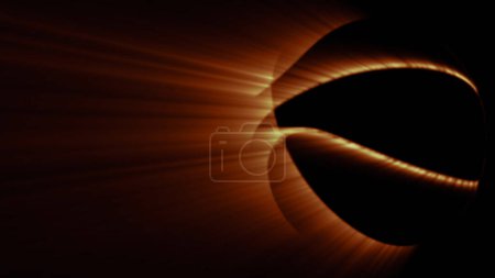 Photo for Glowing Basketball Line Rotate features basketball lines on a black background with light streams emanating from the lines. - Royalty Free Image