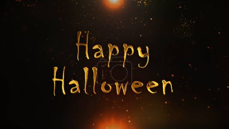 Photo for Happy Halloween Particle Dance features golden particles coming in from the top of the screen and spreading out with a metallic Happy Halloween. - Royalty Free Image