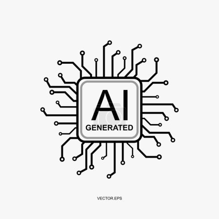 logo AI Processor vector icon. Chipset AI for device or, AI generative art creative circuit concept in digital, Ai vector microchip circuit