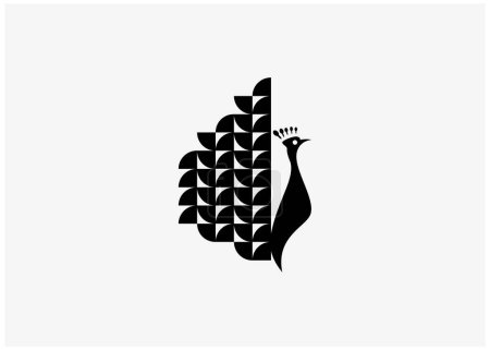 Téléchargez les illustrations : Peacock oiseau logo vecteur illustration simple avec style de luxe, conception de style plat isolé sur fond blanc - en licence libre de droit