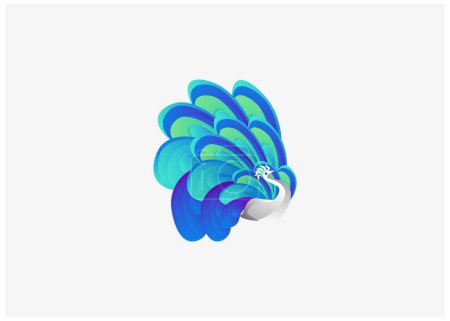 Téléchargez les illustrations : Logo de paon vecteur minimaliste avec de belles plumes, parfait pour votre conception multimédia - en licence libre de droit