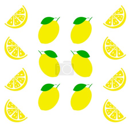 Illustration for Fresh and juicy lemon with green leaf on white background. Vector illustration - Royalty Free Image
