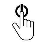 Push button. Hand icon on white background. Cursor of computer mouse. Vector illustration