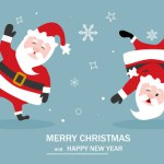 Santa Claus in different positions. Traditional Christmas symbols, decorations. New year and Christmas symbol. Vector illustration