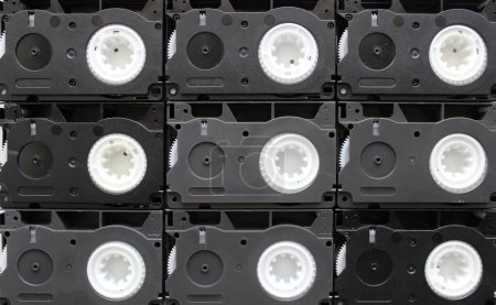Texture Of Even Rows Of Compact Video Cassettes Top View Stock Photo