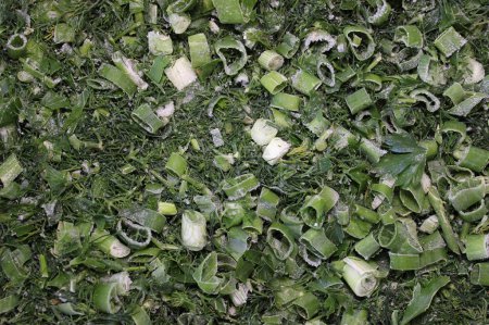 Photo for Finely chopped greens for freezing and long-term storage textured stock photo - Royalty Free Image