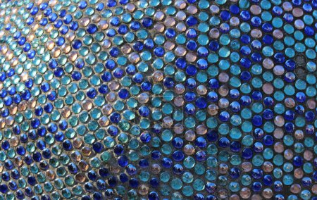 Iridescent Circle Glass Mosaic Textured Background. Glass Abstract Round Mosaic