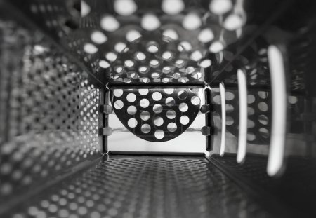 Shiny Metal Steel Food Grater View From Inside Closeup Stock Photo 