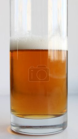 Tall Straight Glass With Craft Light Beer Isolated On White Background Stock Photo For Vertical Story 