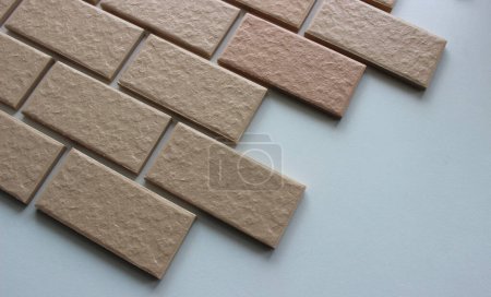 Closeup Angle View Of Brickwork Made With Wall Tiles Textured Background