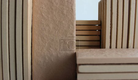 Edges Of Wall Tiles In Stacks Closeup View. Textured Photo For Construction And Renovation Illustration
