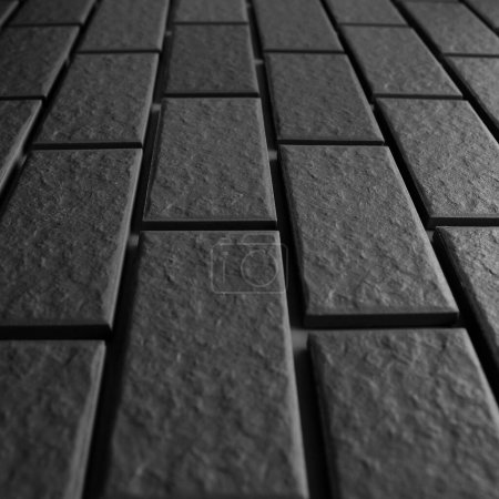 Artificial Bricks For Floor And Wall Covering In Shape Of Brickwork Grayscale Square Stock Photo