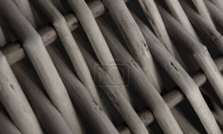 Weaved Elements In Braided Structure Extreme Closeup Black And White Stock Photo