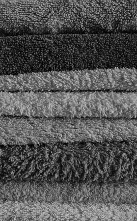 Variety Wiper Cloths Stacked One On One Closeup Grayscale Vertical Stock Photo 