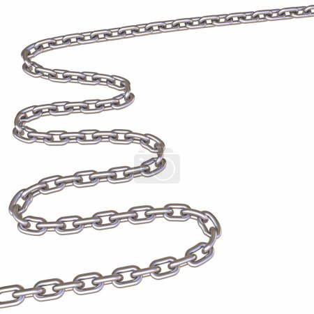 Steel chain 3D rendering illustration isolated on white background