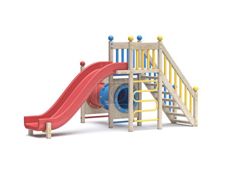 Foto de Parque infantil con tubo y diapositiva 3D representación ilustración aislada sobre fondo blanco - Imagen libre de derechos