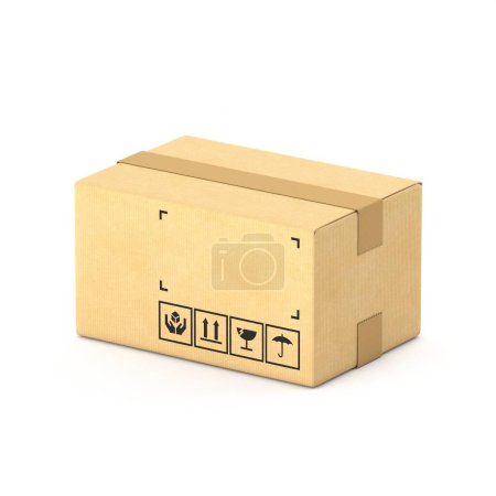 Foto de Caja de cartón Ilustración de representación 3D aislada sobre fondo blanco - Imagen libre de derechos