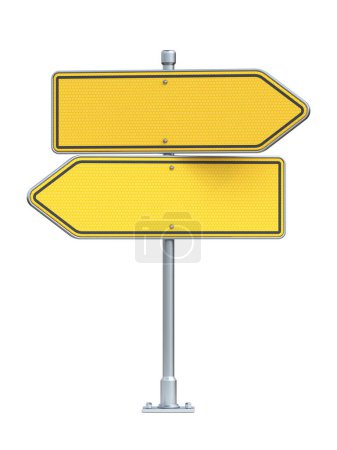 Photo for Blank yellow road sign arrows 3D rendering illustration isolated on white background - Royalty Free Image