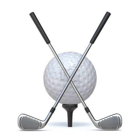 Foto de Clubes de golf y pelota de golf Ilustración de representación 3D aislada sobre fondo blanco - Imagen libre de derechos