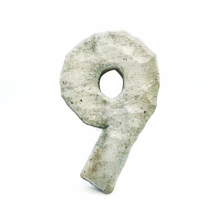 Photo for Stone font Number 9 NINE 3D rendering illustration isolated on white background - Royalty Free Image