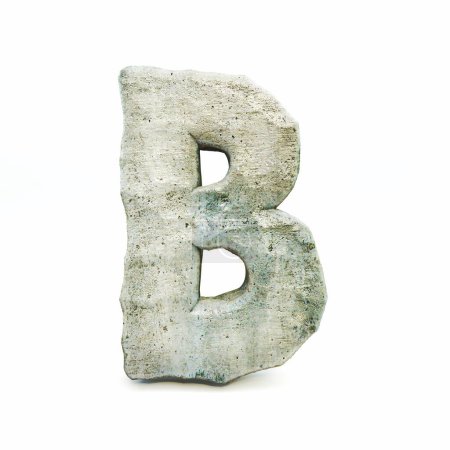 Photo for Stone font Letter B 3D rendering illustration isolated on white background - Royalty Free Image
