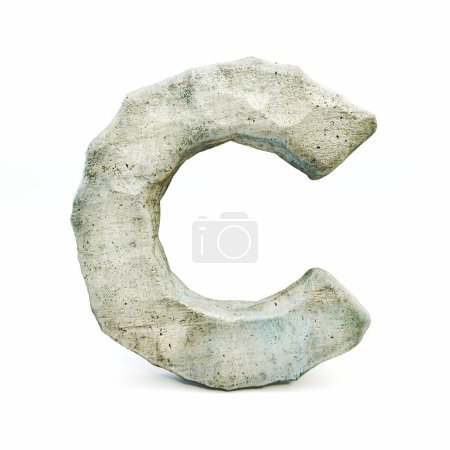 Photo for Stone font Letter C 3D rendering illustration isolated on white background - Royalty Free Image