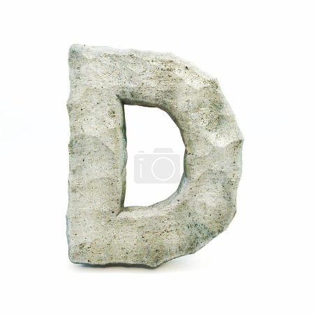 Photo for Stone font Letter D 3D rendering illustration isolated on white background - Royalty Free Image
