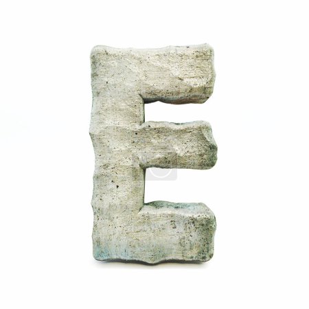 Photo for Stone font Letter E 3D rendering illustration isolated on white background - Royalty Free Image