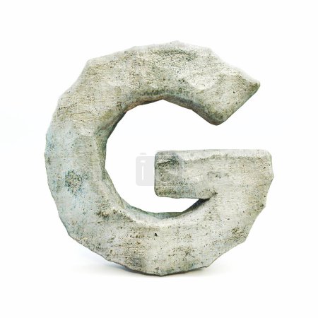 Photo for Stone font Letter G 3D rendering illustration isolated on white background - Royalty Free Image