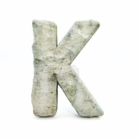 Photo for Stone font Letter K 3D rendering illustration isolated on white background - Royalty Free Image