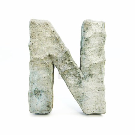 Photo for Stone font Letter N 3D rendering illustration isolated on white background - Royalty Free Image