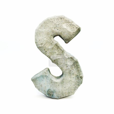 Photo for Stone font Letter S 3D rendering illustration isolated on white background - Royalty Free Image