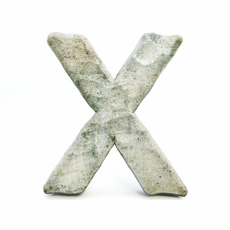 Photo for Stone font Letter X 3D rendering illustration isolated on white background - Royalty Free Image