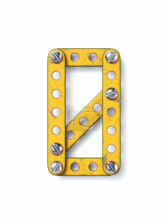 Photo for Aged yellow constructor font Number 0 ZERO 3D rendering illustration isolated on white background - Royalty Free Image