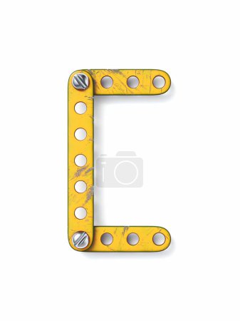 Photo for Aged yellow constructor font Letter C 3D rendering illustration isolated on white background - Royalty Free Image