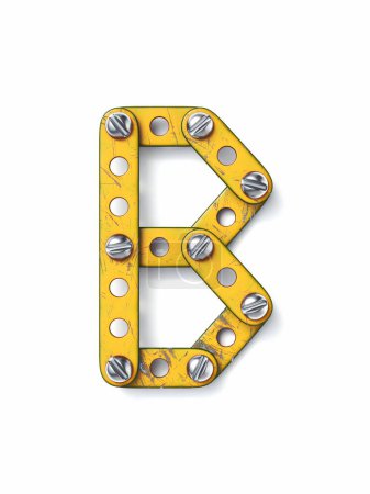 Photo for Aged yellow constructor font Letter B 3D rendering illustration isolated on white background - Royalty Free Image