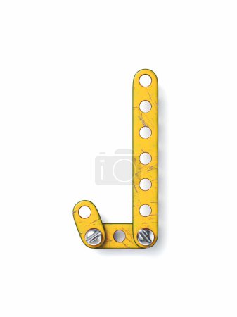 Photo for Aged yellow constructor font Letter J 3D rendering illustration isolated on white background - Royalty Free Image