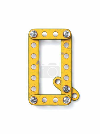 Photo for Aged yellow constructor font Letter Q 3D rendering illustration isolated on white background - Royalty Free Image