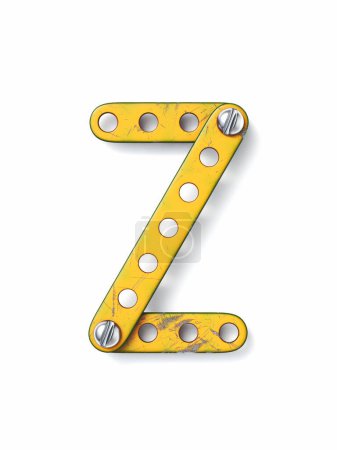 Photo for Aged yellow constructor font Letter Z 3D rendering illustration isolated on white background - Royalty Free Image