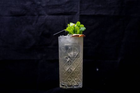 Téléchargez les photos : Cocktail avec glace et feuilles de menthe. - en image libre de droit