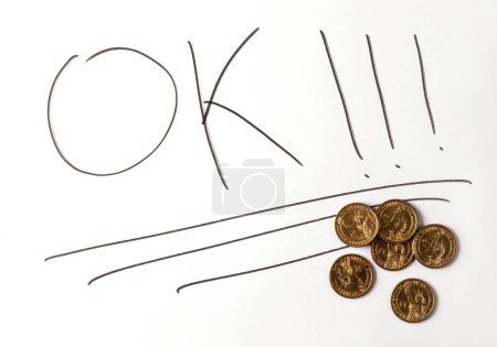 La palabra "OK" escrita con un rotulador en una hoja de papel blanco