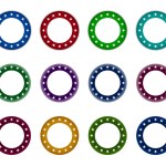 Collection of Round Label Border Frames. Colorful Badge Circle With Star