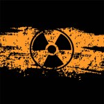 Grunge Radiation Warning Sign Background. Old Radioactive Toxic Danger Hazard Symbol
