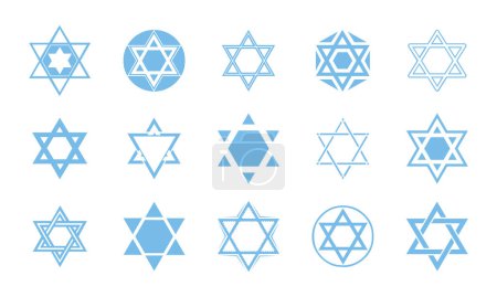 Illustration for Blue Star Of David Icon Set Jewish Symbol - Royalty Free Image