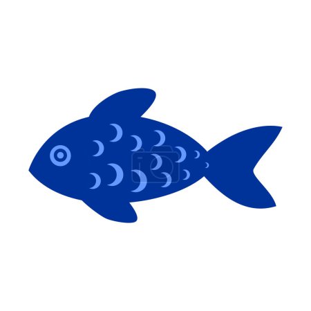 Abstract Blue Fish Icon Vector Illustration