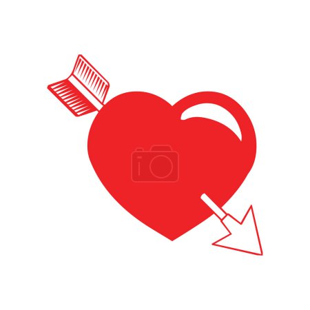 Téléchargez les illustrations : Coeur percé rouge avec icône flèche - en licence libre de droit
