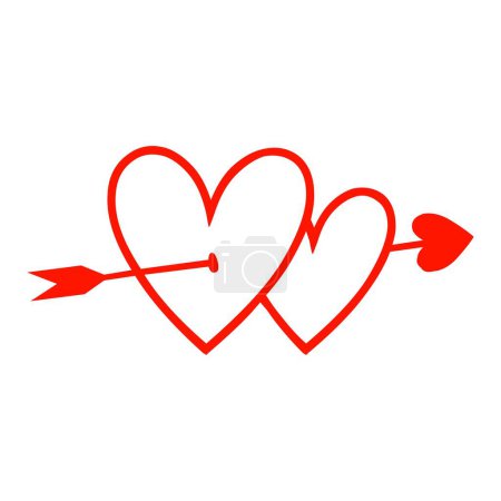Illustration for Arrow Through Two Hearts Icon - Royalty Free Image