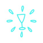 Blue Hand Drawn Shining Cocktail Glass Line Icon