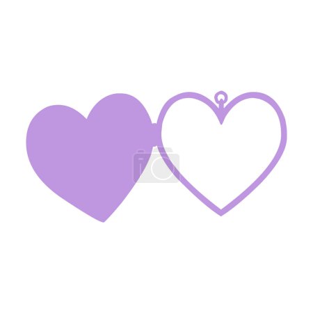 Téléchargez les illustrations : Icône de cadre photo double coeur violet - en licence libre de droit